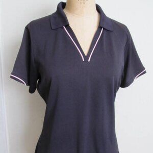 EP PRO Women's Blue Golf Top Pink Trim Size Medium Short Sleeves